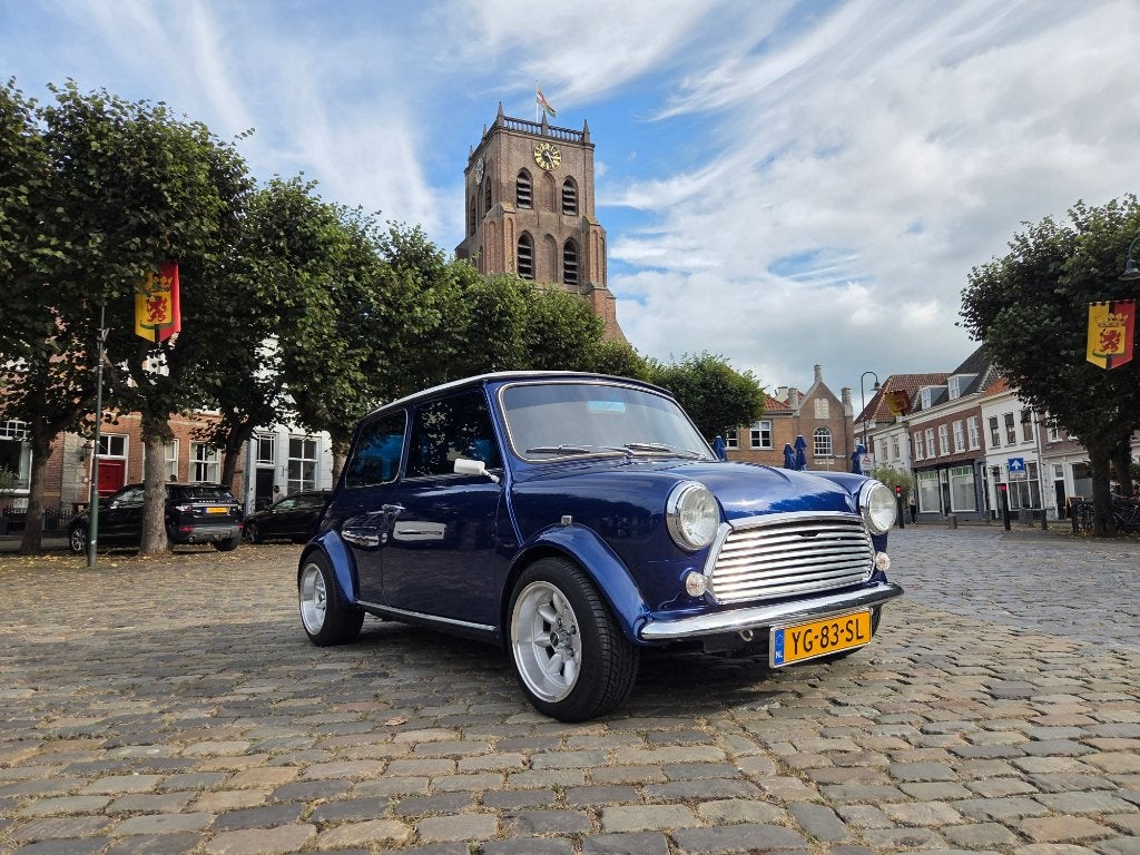 Prachtige klassieke Mini 1990, Gerestaureerd, met nieuwe APK, Auto's, Voorwielaandrijving, Stof, Blauw, Origineel Nederlands