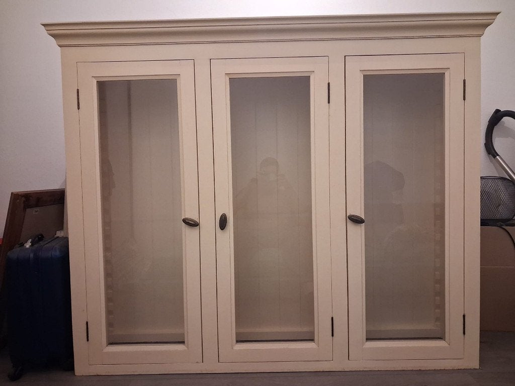 Houten vitrinekast, Ophalen, Gebruikt, 200 cm of meer, 150 tot 200 cm