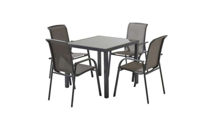 Tuintafel Toledo Alu Glas 90x90, Ophalen, Rechthoekig, Aluminium