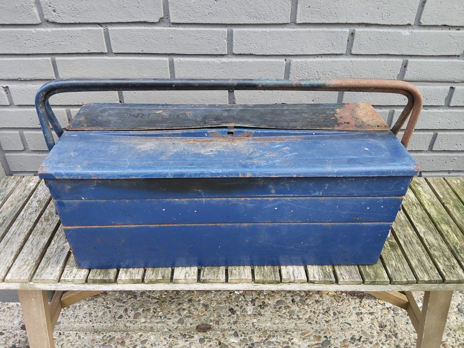 Berner gereedschapskist - blauwe metalen kist, Ophalen, Gebruikt