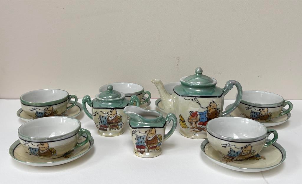 1930 kinderservies porselein - 17-delig, Antiek en Kunst, Antiek | Servies compleet, Ophalen of Verzenden