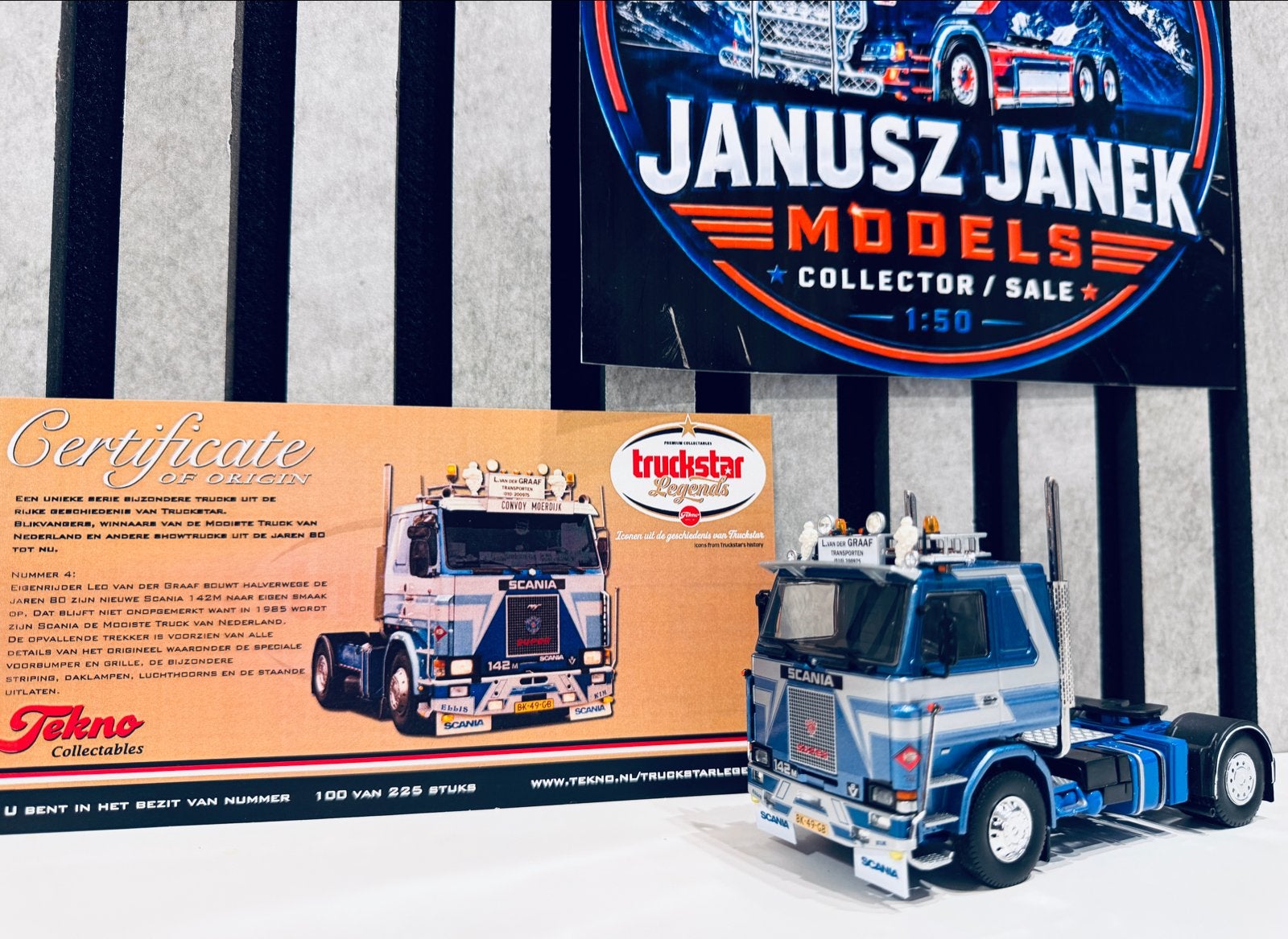 Scania 142M L. van der Graaf Transporten Tekno 1:50, Hobby en Vrije tijd, Verzenden, Zo goed als nieuw, Bus of Vrachtwagen, Tekno