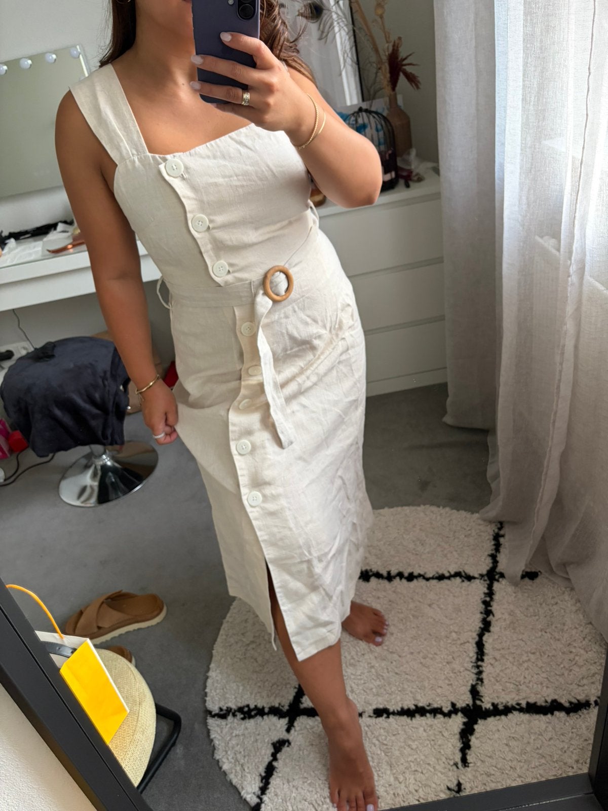 Mango linnen jurk, Verzenden, Nieuw, Maat 42/44 (L), Onder de knie