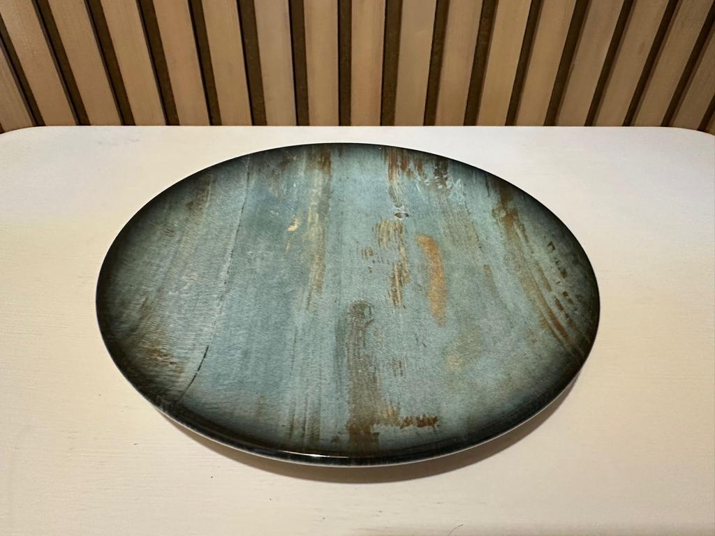 Decoratief bord met unieke blauwgroene en gouden tinten, Doe-het-zelf en Verbouw, Verwarming en Radiatoren, Ophalen of Verzenden