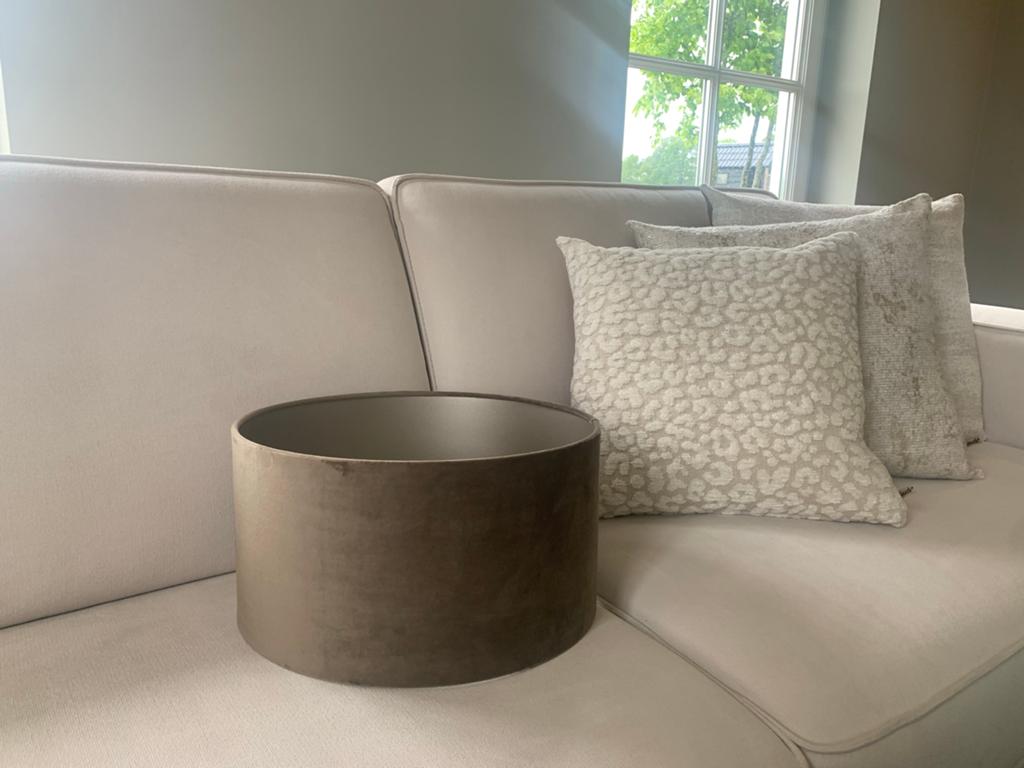 Lampenkap XL kruiklamp beige creme taupe velvet velours, Ophalen, Beige, Rond, Zo goed als nieuw