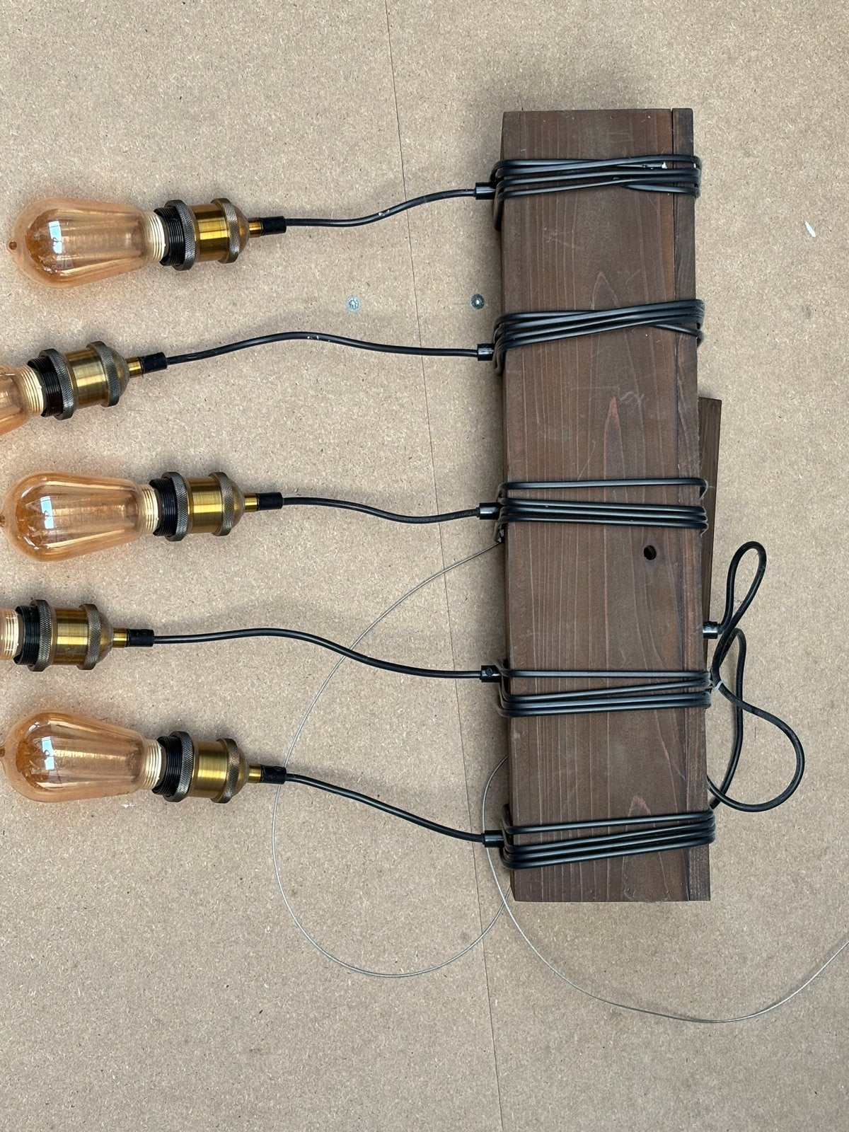 Industriële houten wandlamp met 5 Edison gloeilampen, Ophalen, Overige merken, Gebruikt, Industrieel