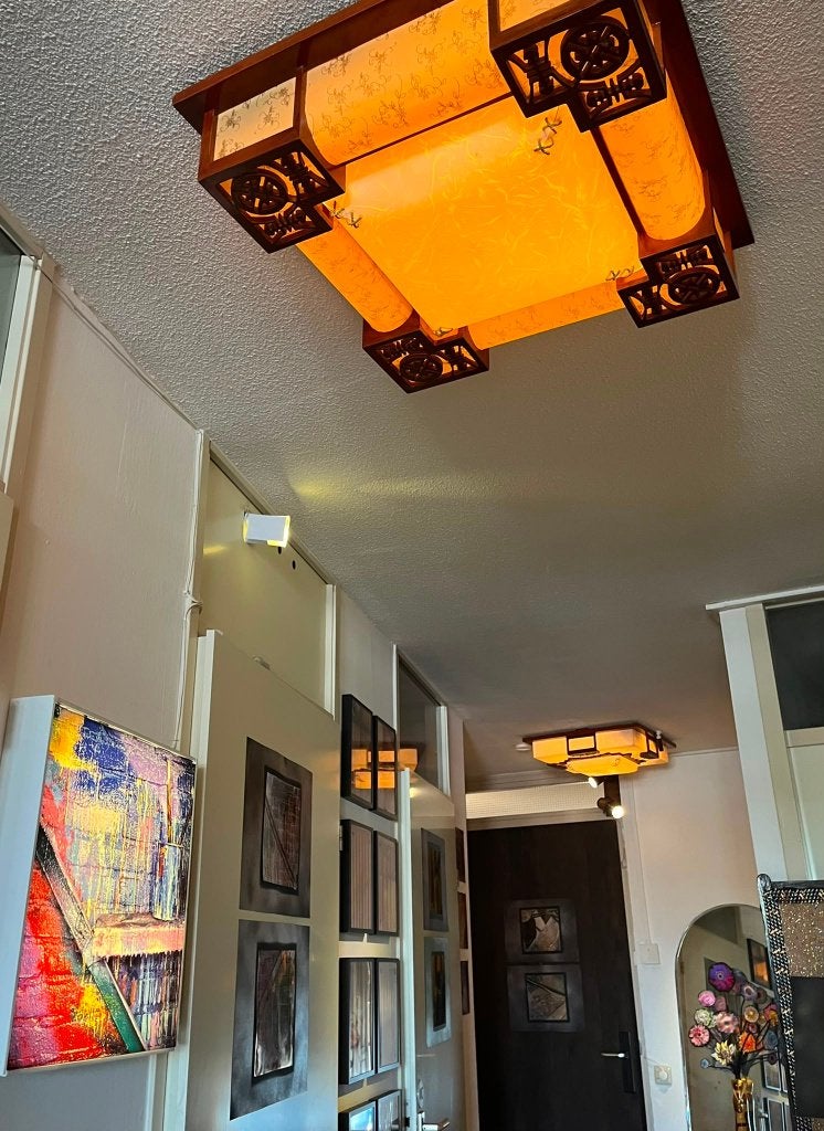 Chinese lamp, plafond of wand, Hout, Overige fittingen, Ophalen of Verzenden, Plafondlamp