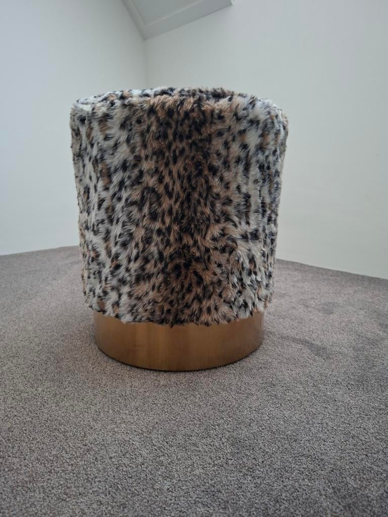 Poef met panterprint, Ophalen of Verzenden, Rond, Minder dan 50 cm, Minder dan 50 cm