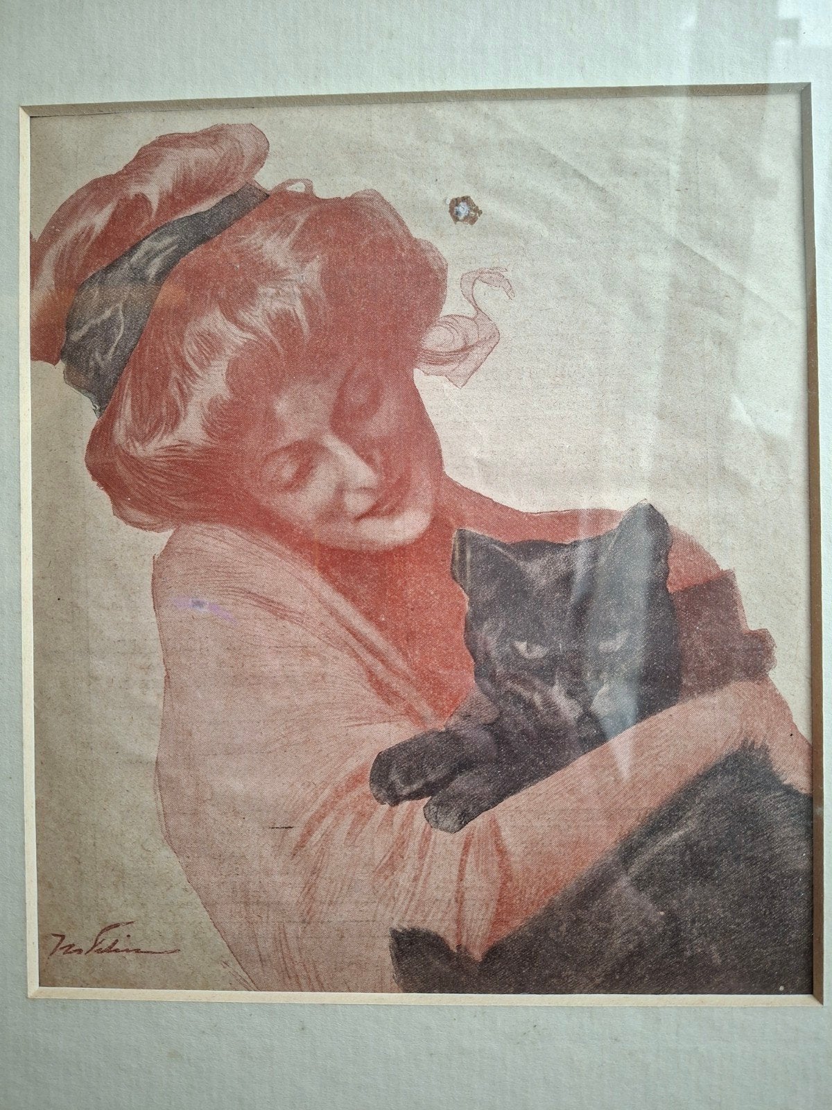 Originele antieke Art Nouveau prent "Nos Loisirs" (1911), Ophalen