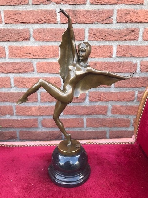 bronzen prachtbeeld, BATDANCER, Brons, Beeld, Vrouw, Gemerkt