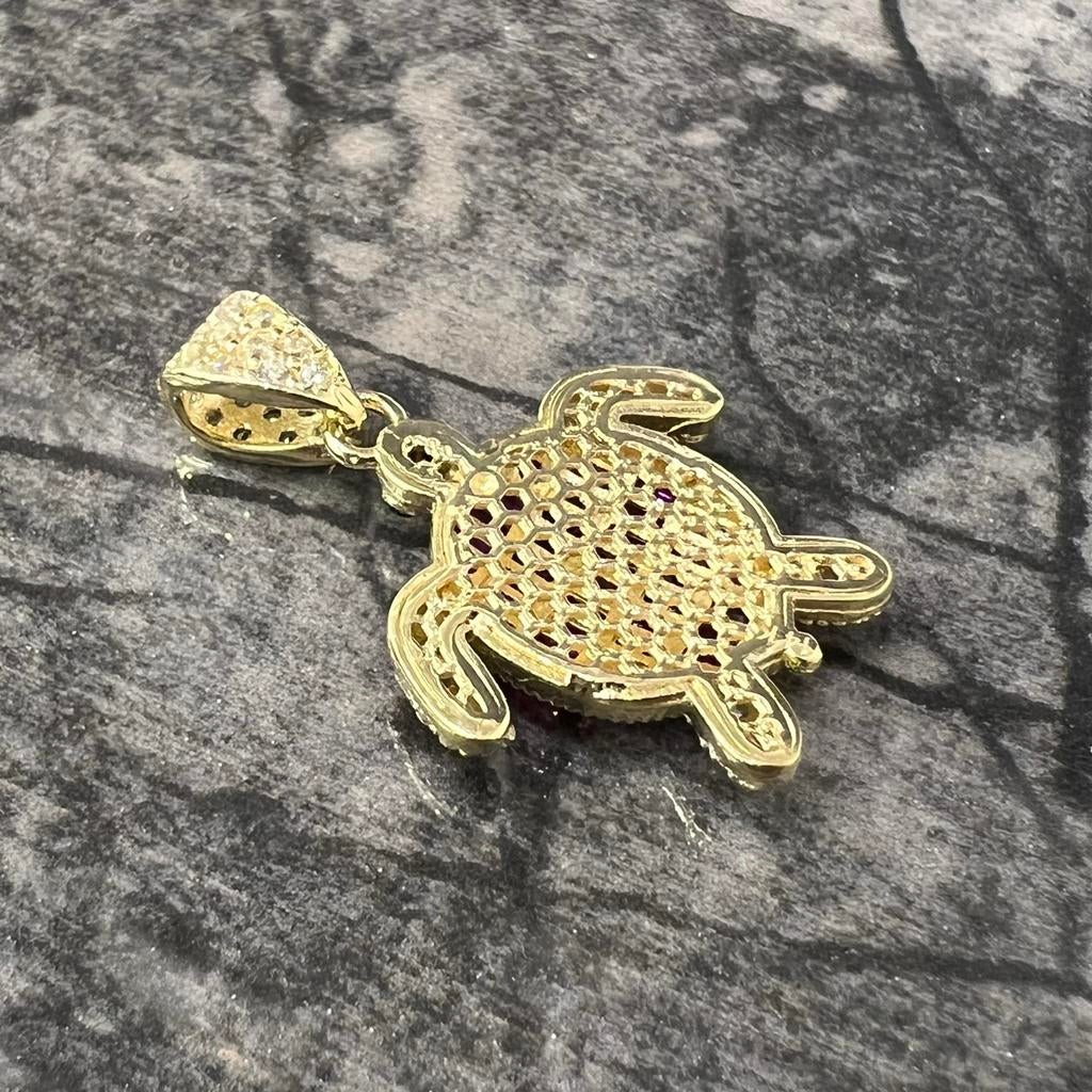 14 karaat gouden schildpad hanger, Ophalen of Verzenden, Zo goed als nieuw, Goud, Kruis of Symbool