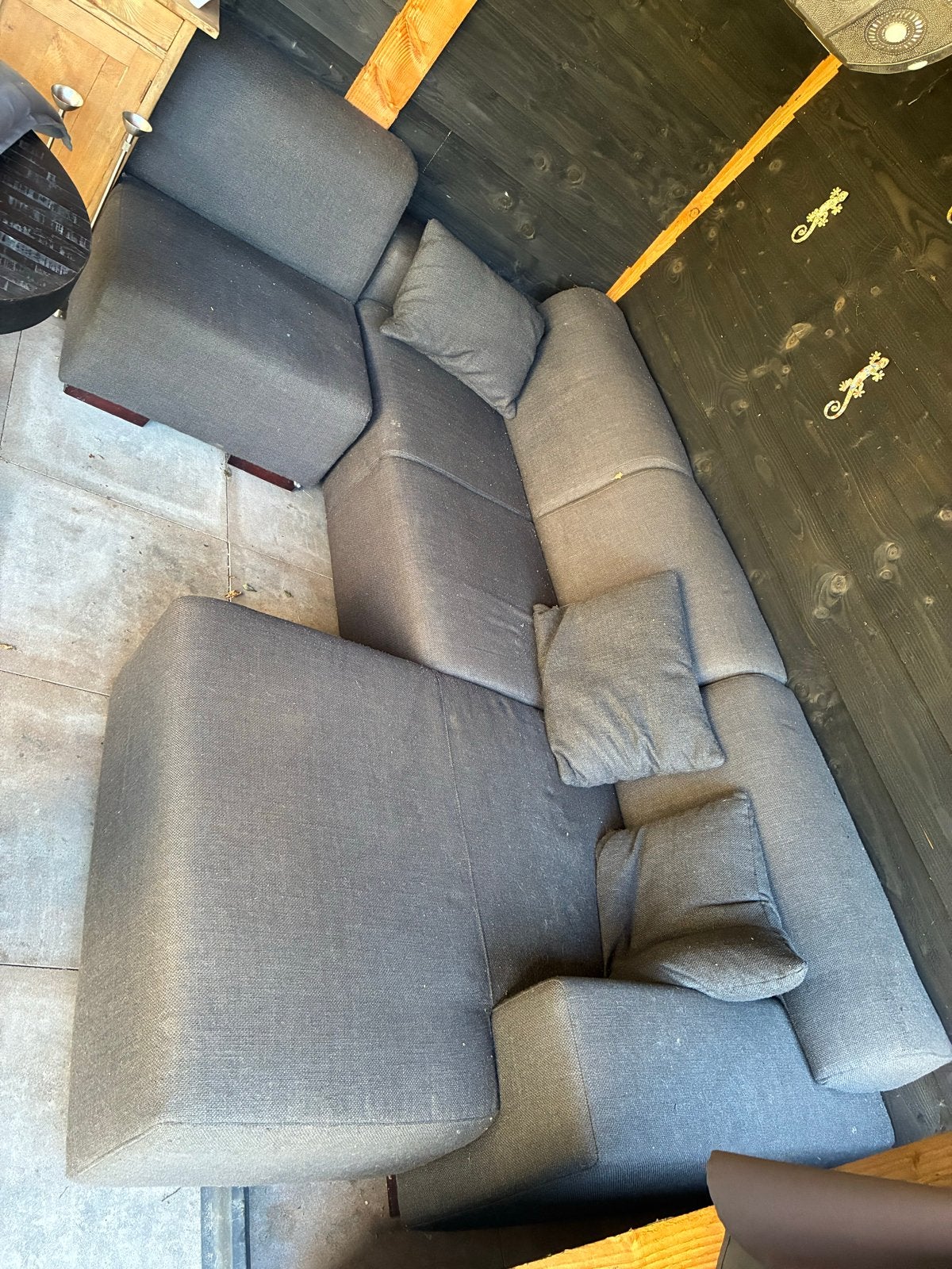 Grijze Hoekbank met Kussens - Comfortabel en Ruim, Ophalen, Gebruikt, Hoekbank, 300 cm of meer