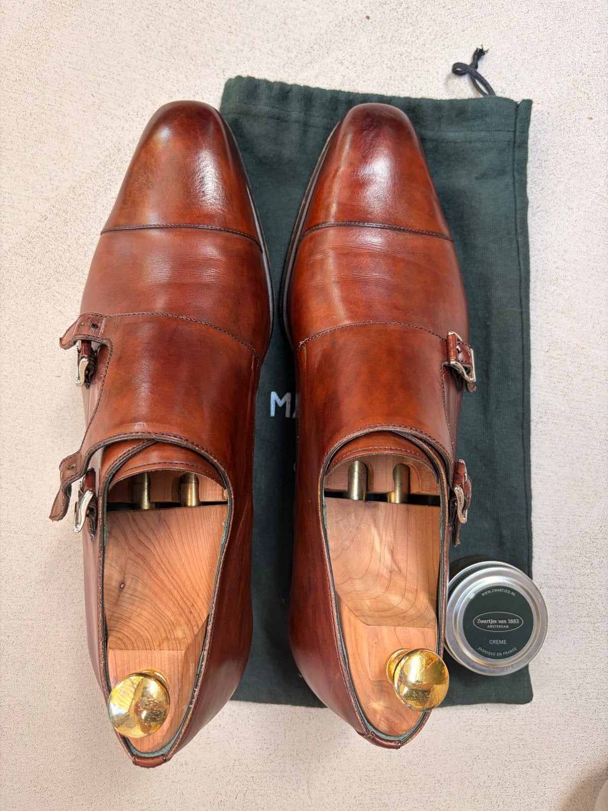 Magnanni Monkschoenen Maat 44 - Zwartjes van 1883 Amsterdam, Bruin, Ophalen of Verzenden, Gespschoenen, Gedragen
