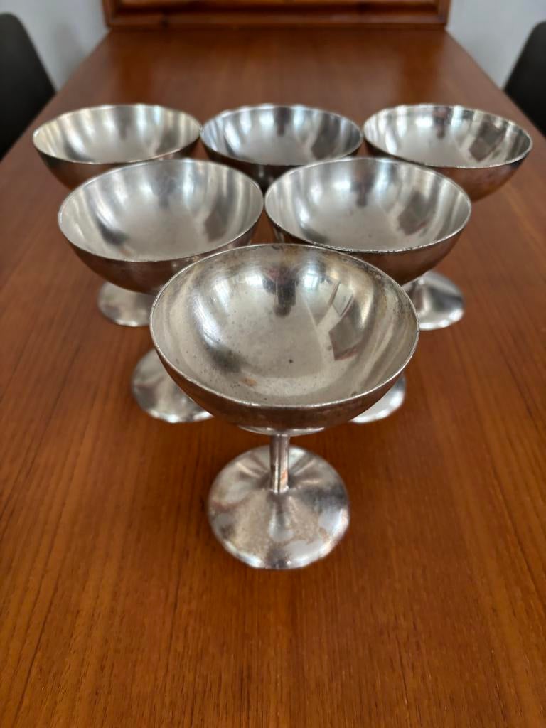 Sola verzilverde ijscoupes 6x, Antiek en Kunst, Ophalen of Verzenden, Zilver