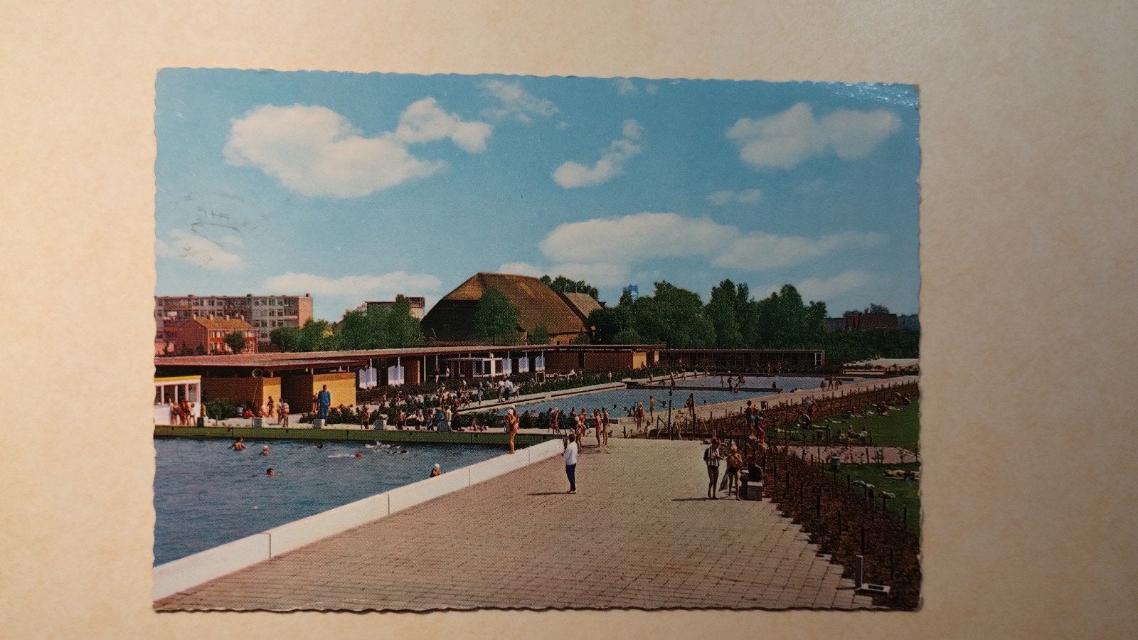 Oude ansichtkaart Spijkenisse Zwembad, Ophalen of Verzenden, 1960 tot 1980, Gelopen, Zuid-Holland