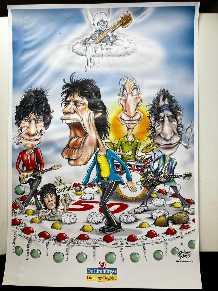 MP715H Rolling Stones poster  van de Limburger €25, Rechthoekig Staand, Ophalen of Verzenden, Zo goed als nieuw, A1 t/m A3