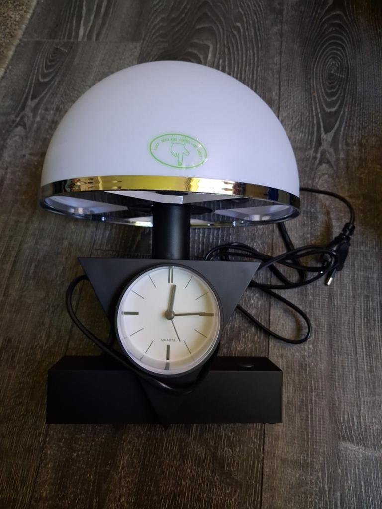 Moderne touch tafellamp met klok - Zwart/Wit Design, Huis en Inrichting, Lampen | Tafellampen, Ophalen of Verzenden, Minder dan 50 cm