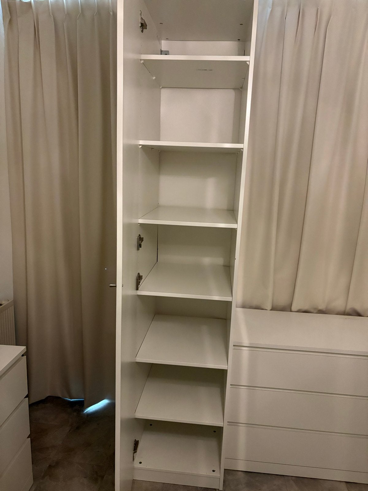 Witte ikea paxkledingkast met planken, Ophalen, Minder dan 50 cm, 200 cm of meer, Zo goed als nieuw