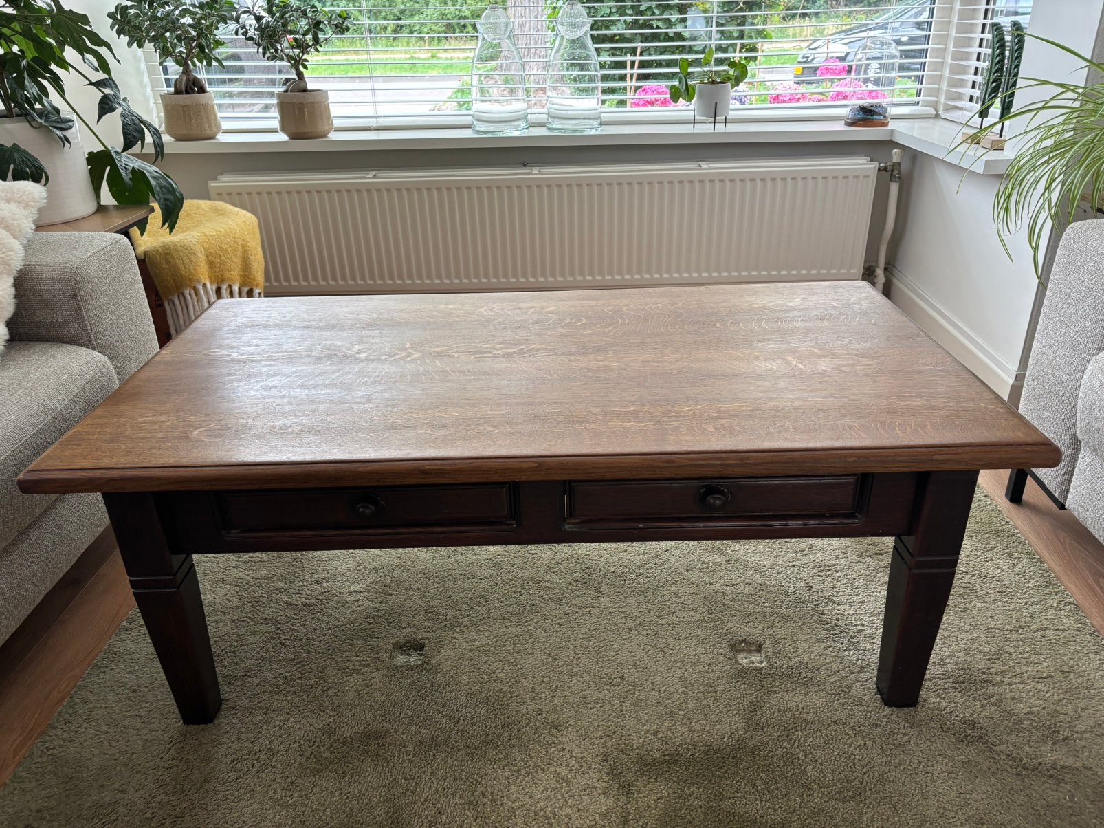 Eiken Salontafel en hoektafel, Huis en Inrichting, Tafels | Bijzettafels, 75 cm of meer, Rechthoekig, Hout, Ophalen