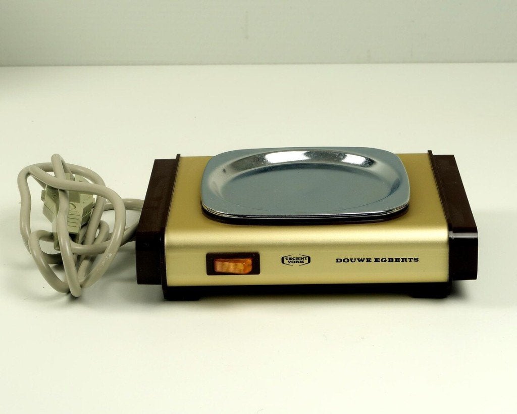 Retro Douwe Egberts Technivorm warmhoudplaatje, Ophalen of Verzenden, Metaal, Overige typen, Gebruikt