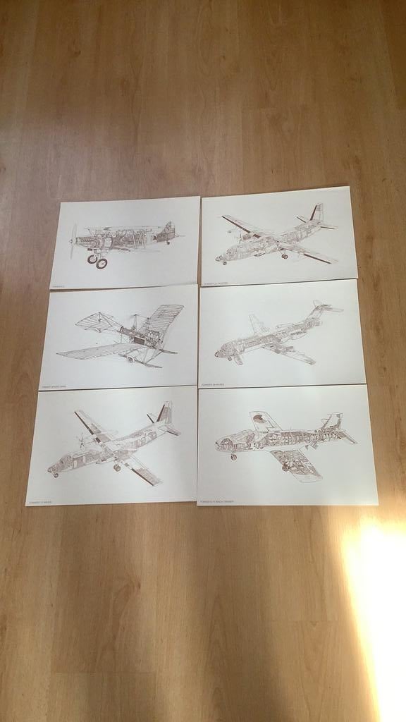 24 opengewerkte bouwtekeningen van FOKKER vliegtuigen, Ophalen, Zo goed als nieuw, Kaart, Foto of Prent