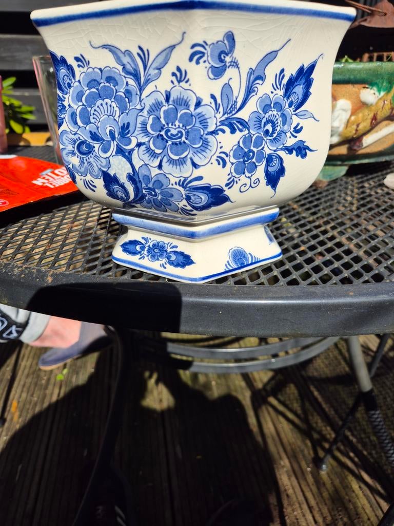 Delfts blauw bloempotje, Antiek en Kunst, Antiek | Keramiek en Aardewerk, Ophalen of Verzenden
