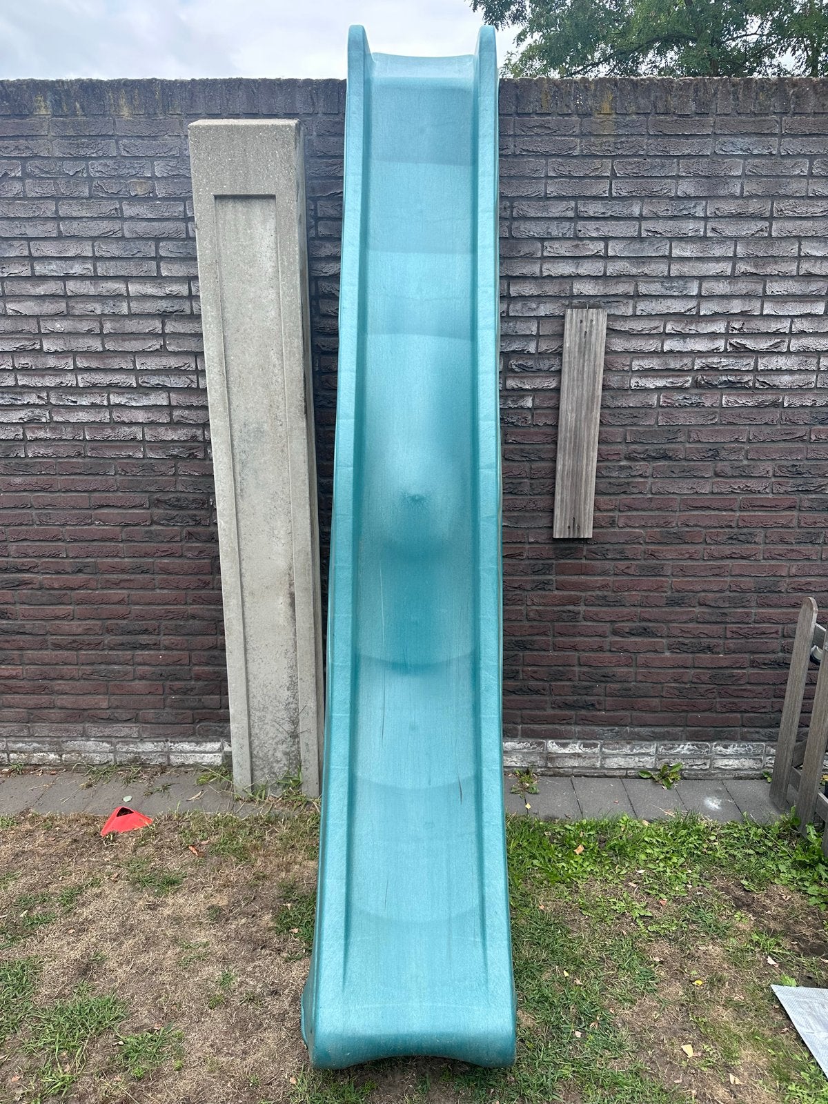 Grote groene kunststof glijbaan van 3 meter hoog, Kinderen en Baby's, Speelgoed | Buiten | Speeltoestellen, Ophalen, Gebruikt