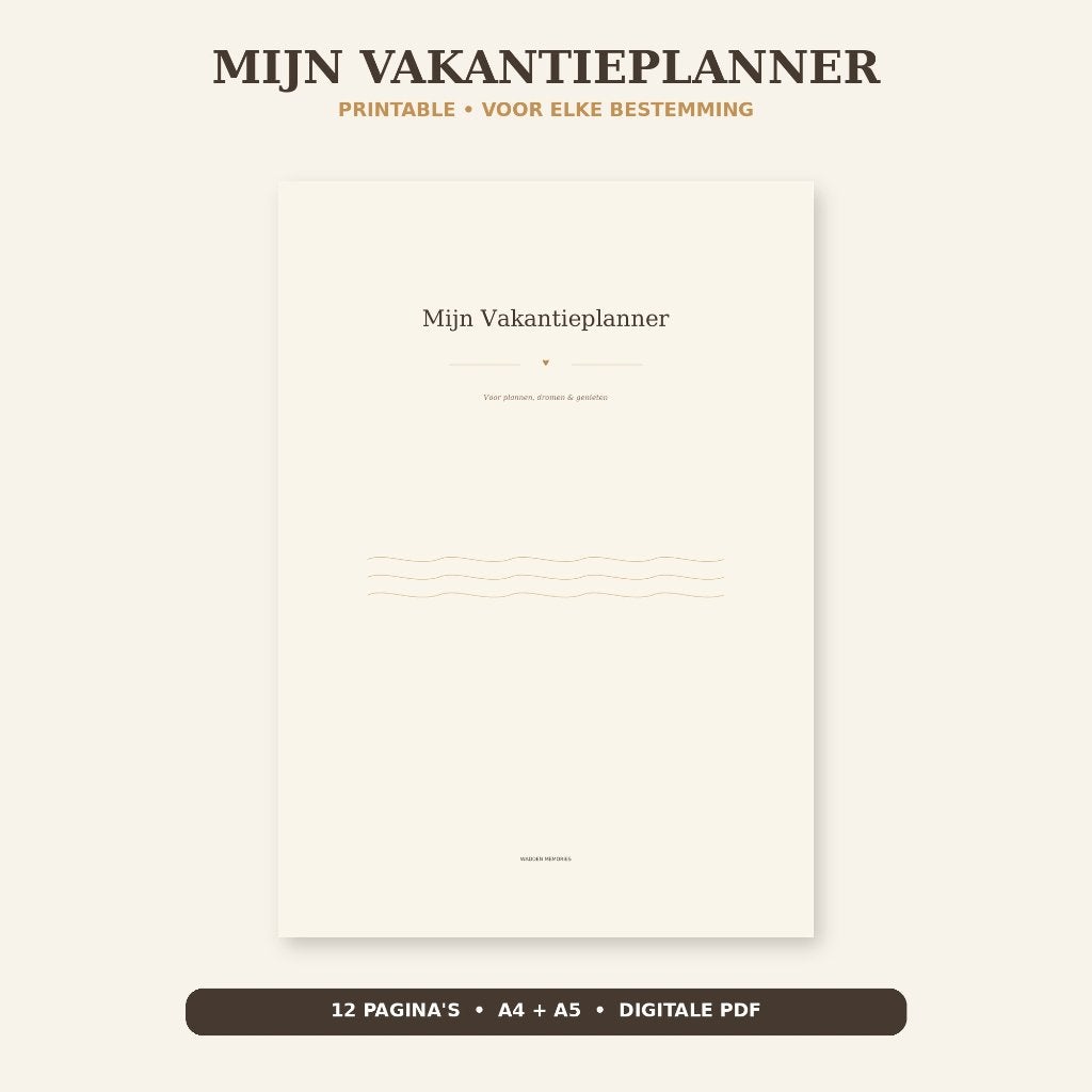 Vakantieplanner | Printable PDF A4 + A5, Boeken, Reisgidsen, Wadden Memories, Europa, Nieuw, Reisgids of -boek
