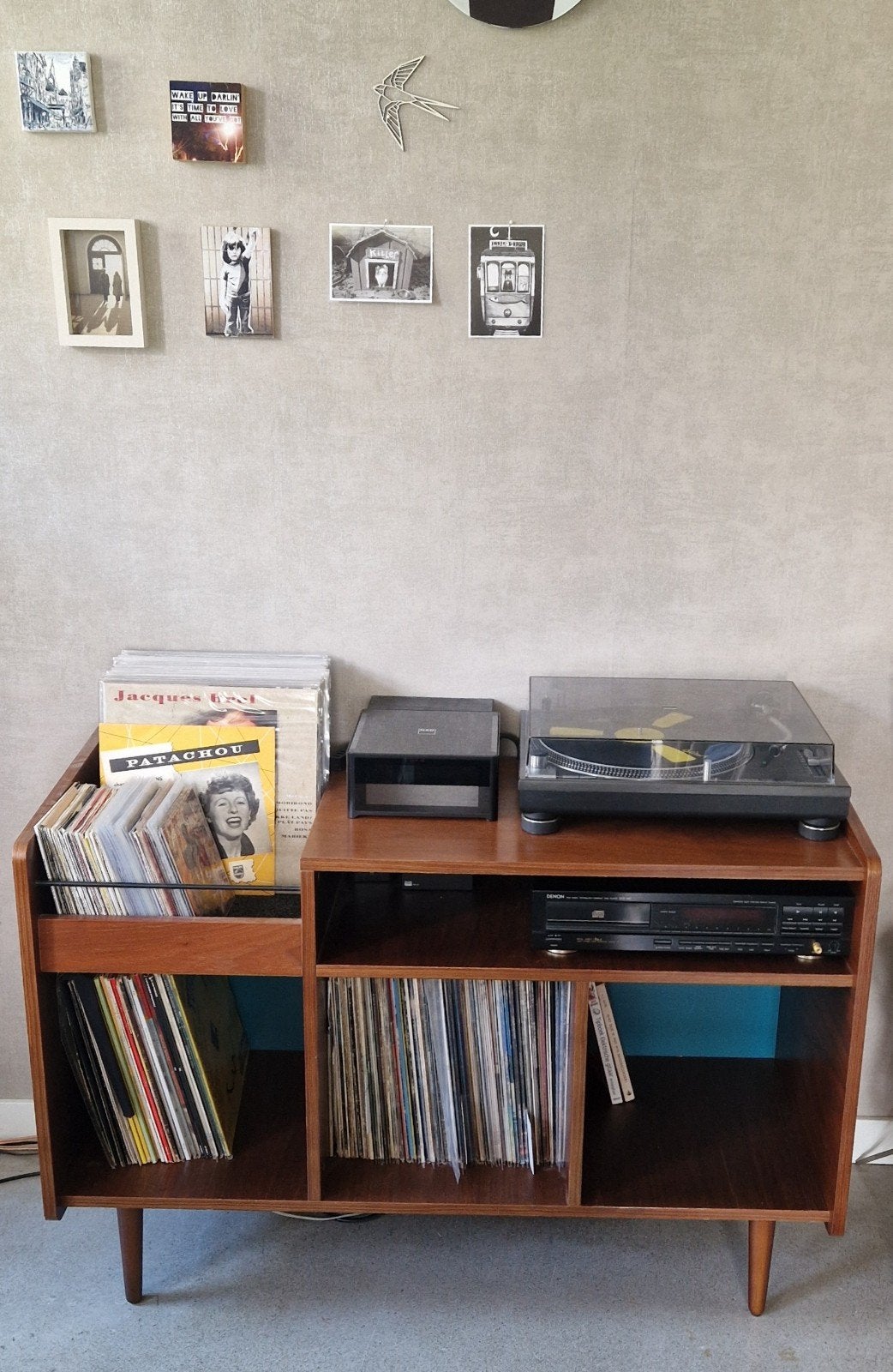 Vintage Houten Dressoir voor Vinyl en Audioapparatuur, Gebruikt, 150 discs of meer, Ophalen of Verzenden, Hout