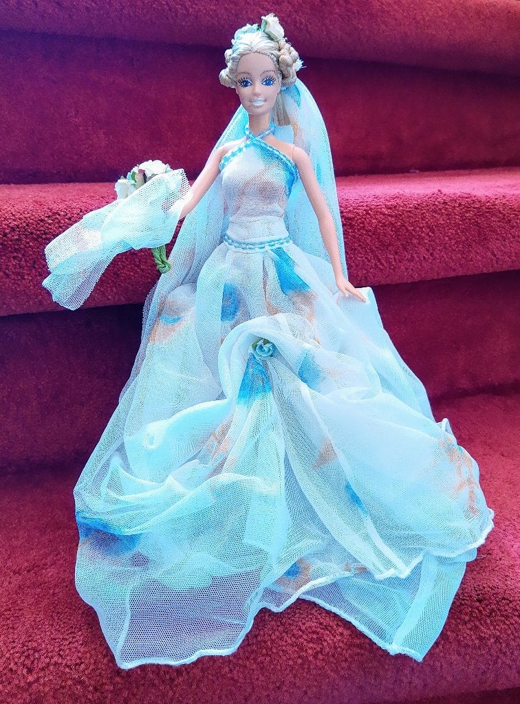 Barbie ooak (one of a kind) "sposa in fiore" (bruidsbloem), Ophalen of Verzenden, Zo goed als nieuw, Pop