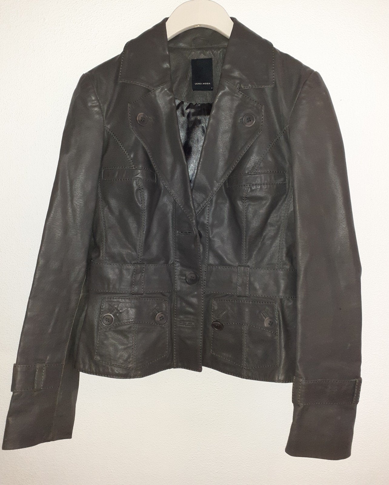 Leren jasje zgan maat 34 /36 xs, Ophalen, Zo goed als nieuw, Maat 34 (XS) of kleiner, Grijs