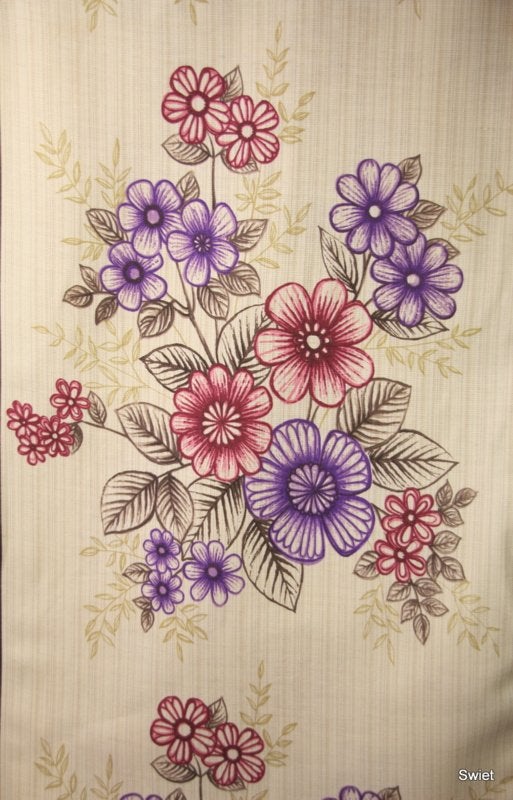 11084 Vintage jutelook geweven gordijnstof stof bloemenstof, Overige kleuren, 120 cm of meer, Ophalen of Verzenden, Katoen