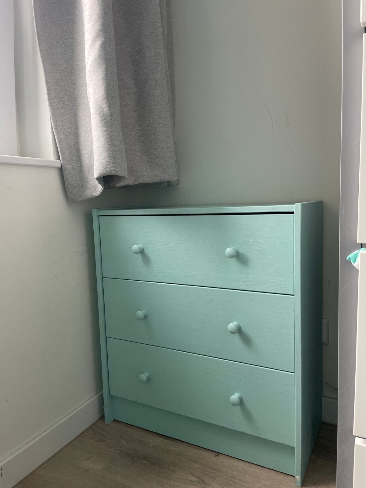 Houten kastje met 3 lades - Mintgroen, Ophalen, Minder dan 50 cm, Gebruikt, 3 of 4 laden