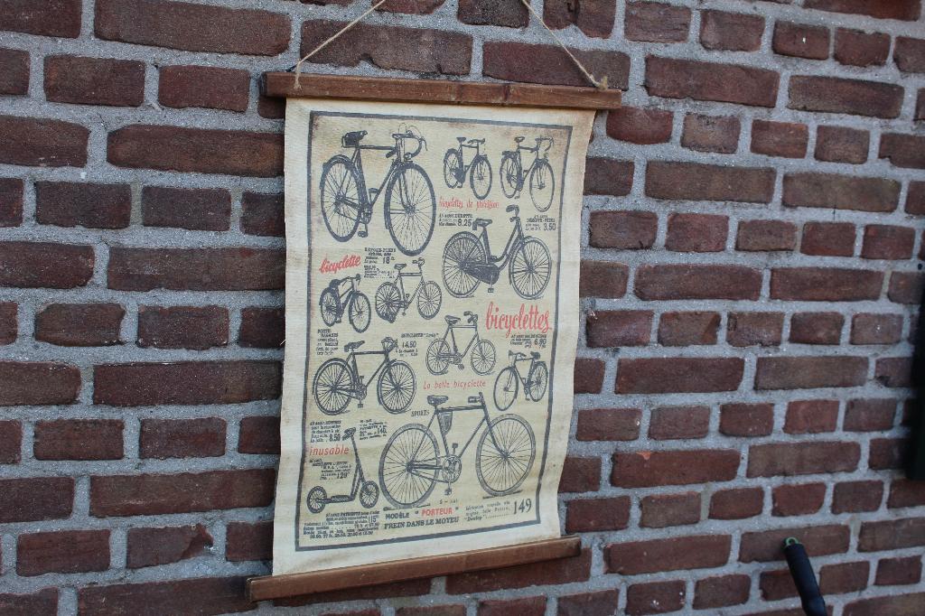 Canvas doek met nostalgische fietsen - Wanddecoratie, Gebruikt, Ophalen of Verzenden, Print, 75 cm of meer