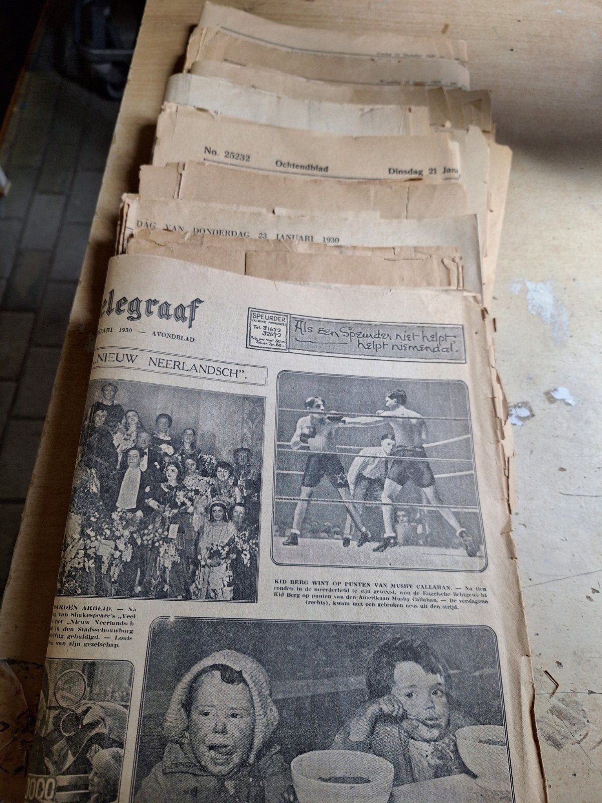 9 Oude Kranten uit 1929 en 1930 - Historisch Archief, Ophalen of Verzenden, Gelezen, Krant