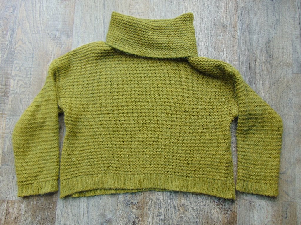 Col trui groen grof gebreid truitje maat S Yida deels wol, Ophalen of Verzenden, Zo goed als nieuw, Yida, Maat 36 (S)