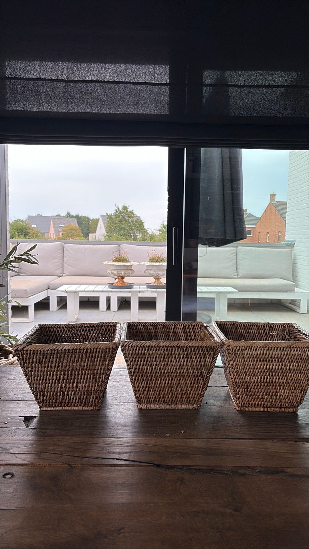 3 stuks birma rieten mandjes, Ophalen, Mand, Vierkant, Zo goed als nieuw
