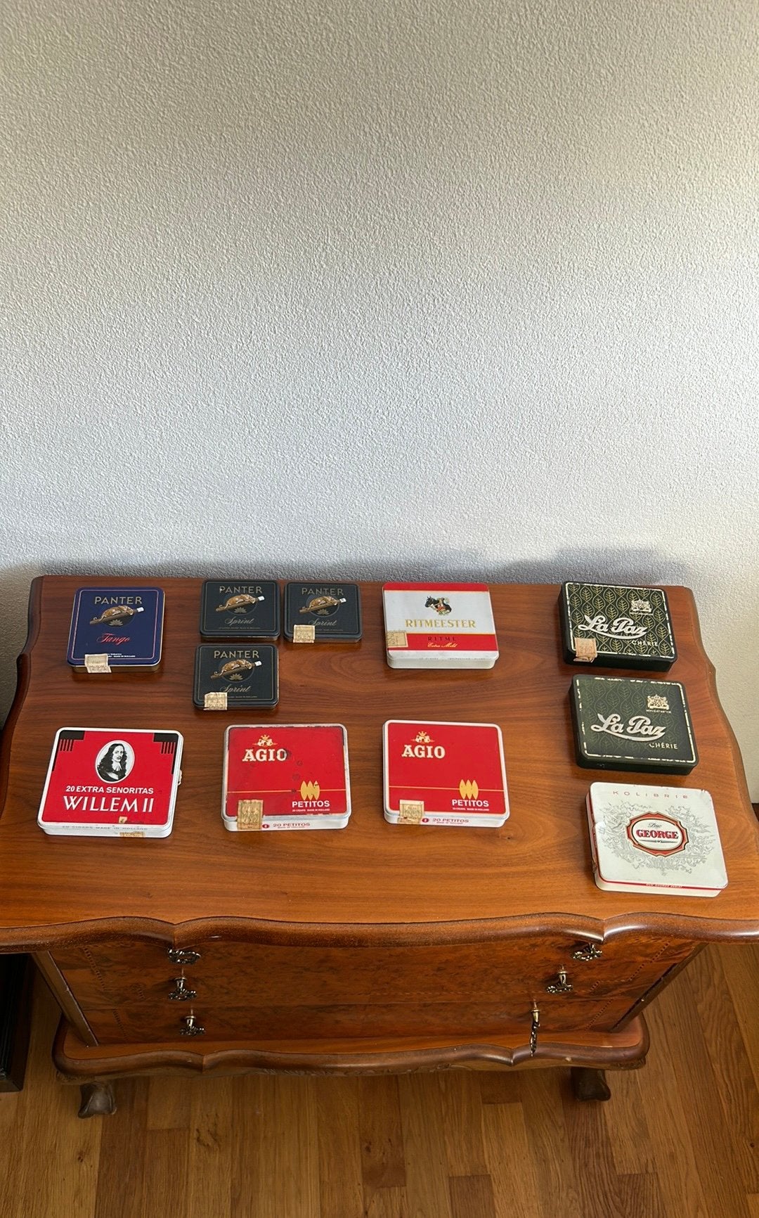 Partij sigarenblikken,houten kistje, Agio, Panter, Willem II, Ophalen of Verzenden, Gebruikt, Tabaksdoos of Verpakking