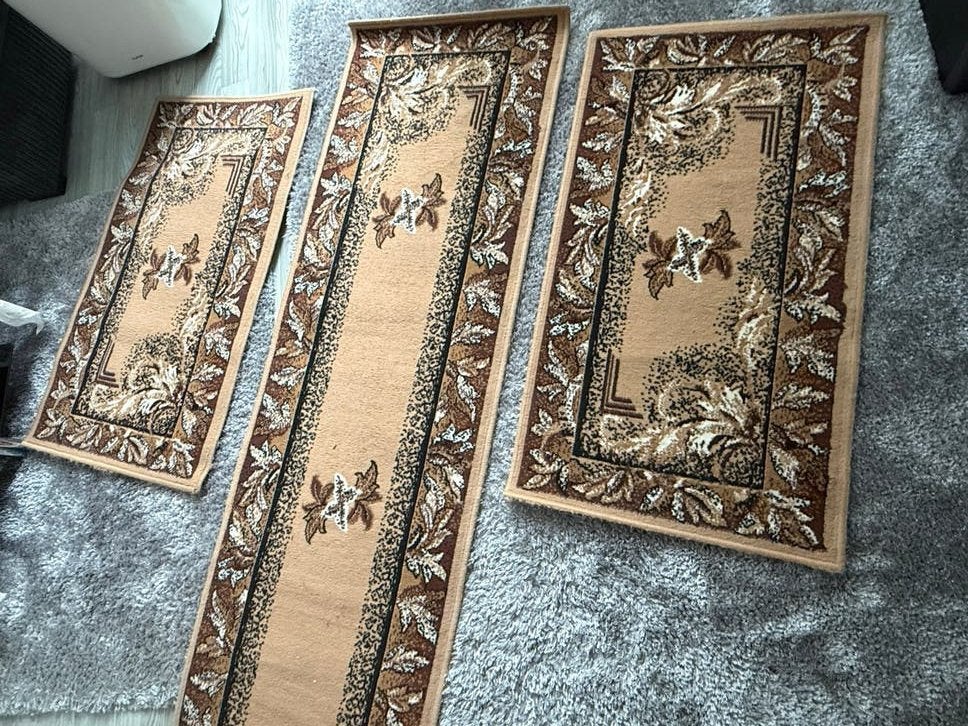 Set van 3 tapijten: 1 lange en 2 kleine lopers, Ophalen, Gebruikt, Beige, 200 cm of meer
