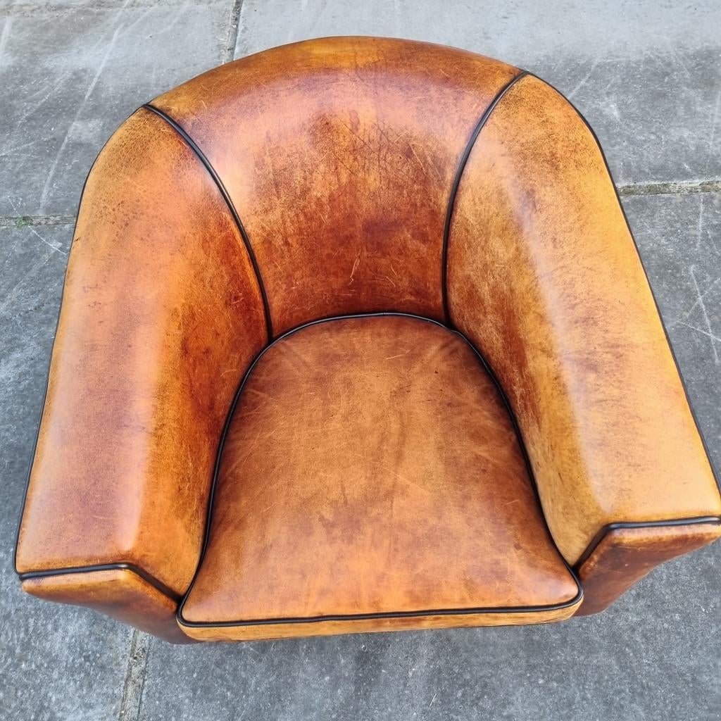 SCHAPENLEREN CLUB FAUTEUIL STRAK MODEL + BEZORGING, Gebruikt, ., Ophalen of Verzenden, .