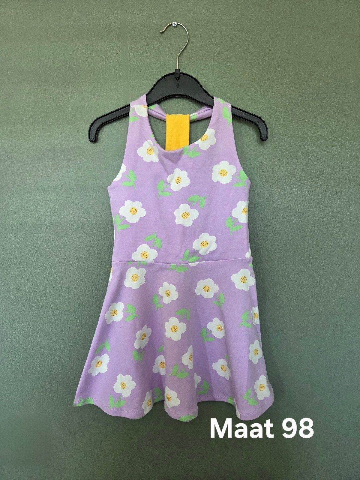 Handgemaakt katoenen tricot jurkje met bloemenprint, Meisje, Handgemaakt, Nieuw, Ophalen of Verzenden