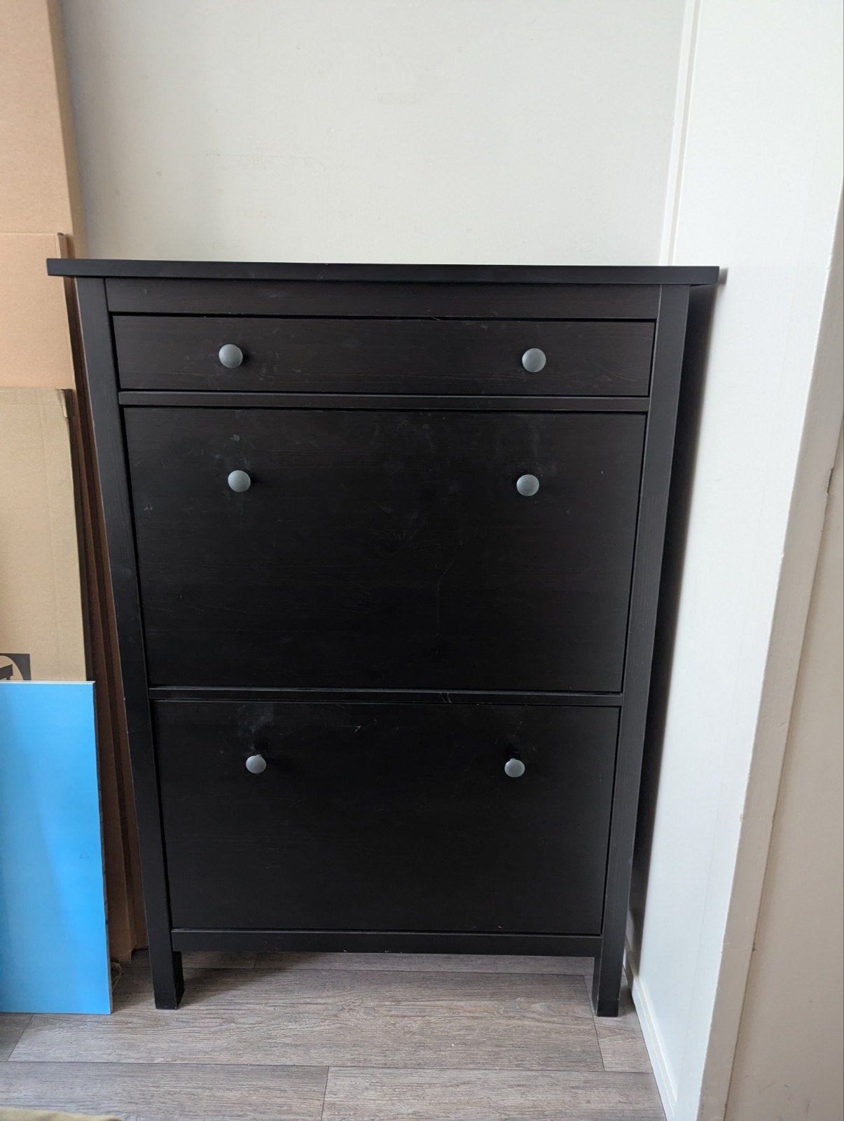 Zwarte schoenenkast - IKEA - Black shoe cabinet, Ophalen, Gebruikt, Modern, functioneel