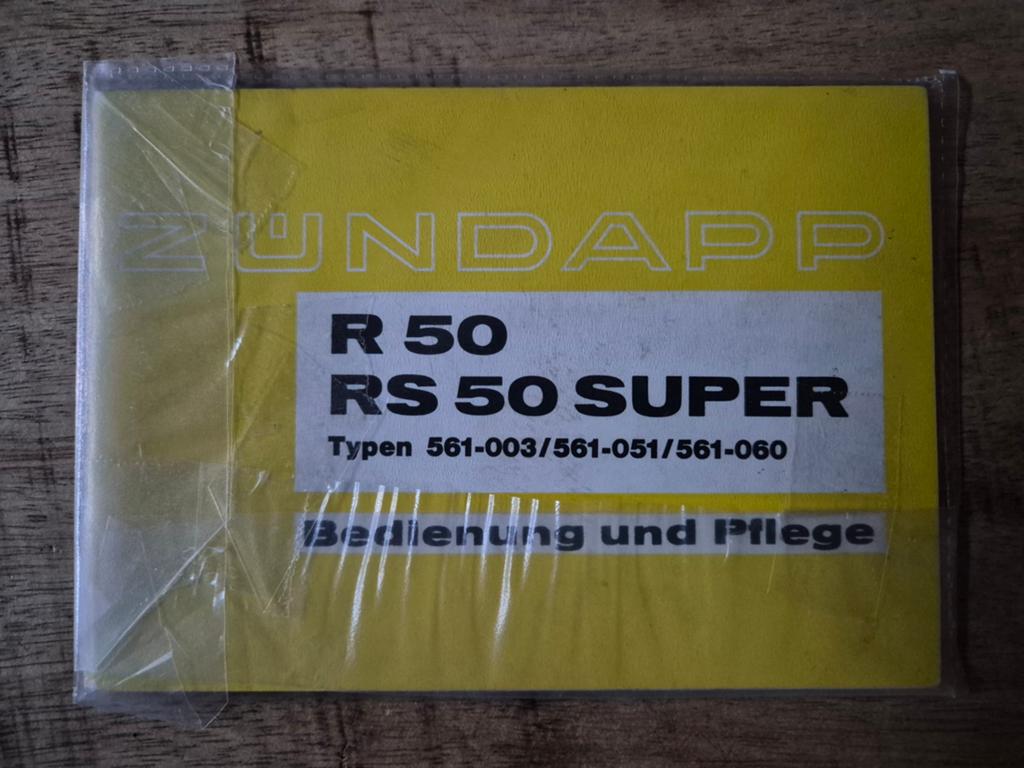 Zundapp Instr. Boekje R 50 RS 50 SUPER Bedienung und Pfle, Ophalen of Verzenden, Gebruikt, Overige typen