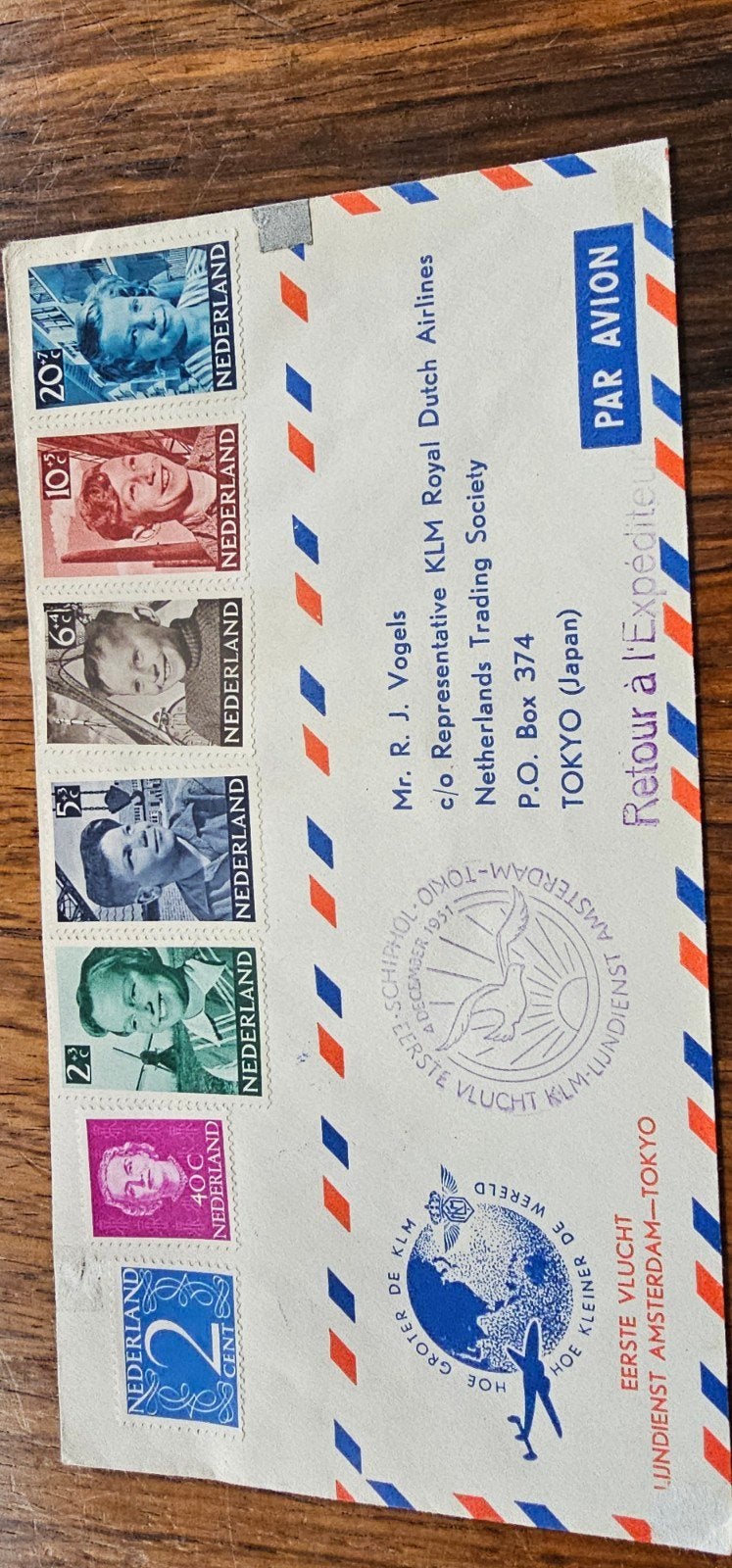 Eerste vlucht lijndienst Amsterdam-Tokyo KLM 1951, Verzenden