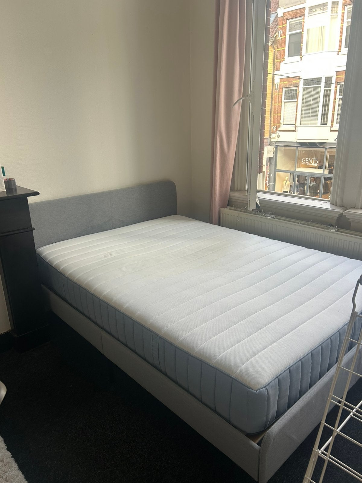 gestoffeerd tweepersoonsbed + lattenbodem & matras, Huis en Inrichting, Ophalen, Gebruikt, Tweepersoons, 140 cm