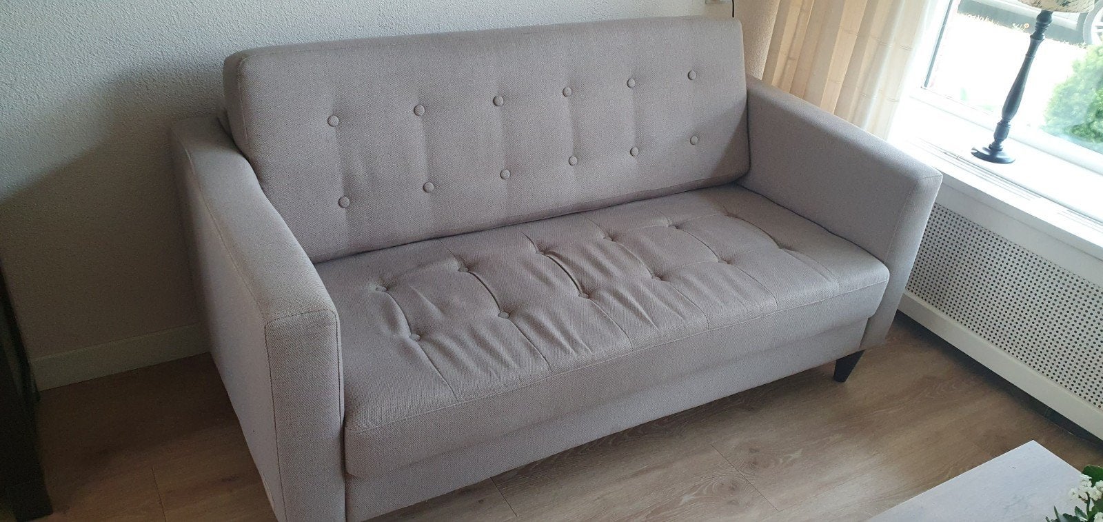 bank licht grijs, Ophalen, Gebruikt, Tweepersoons, 75 tot 100 cm