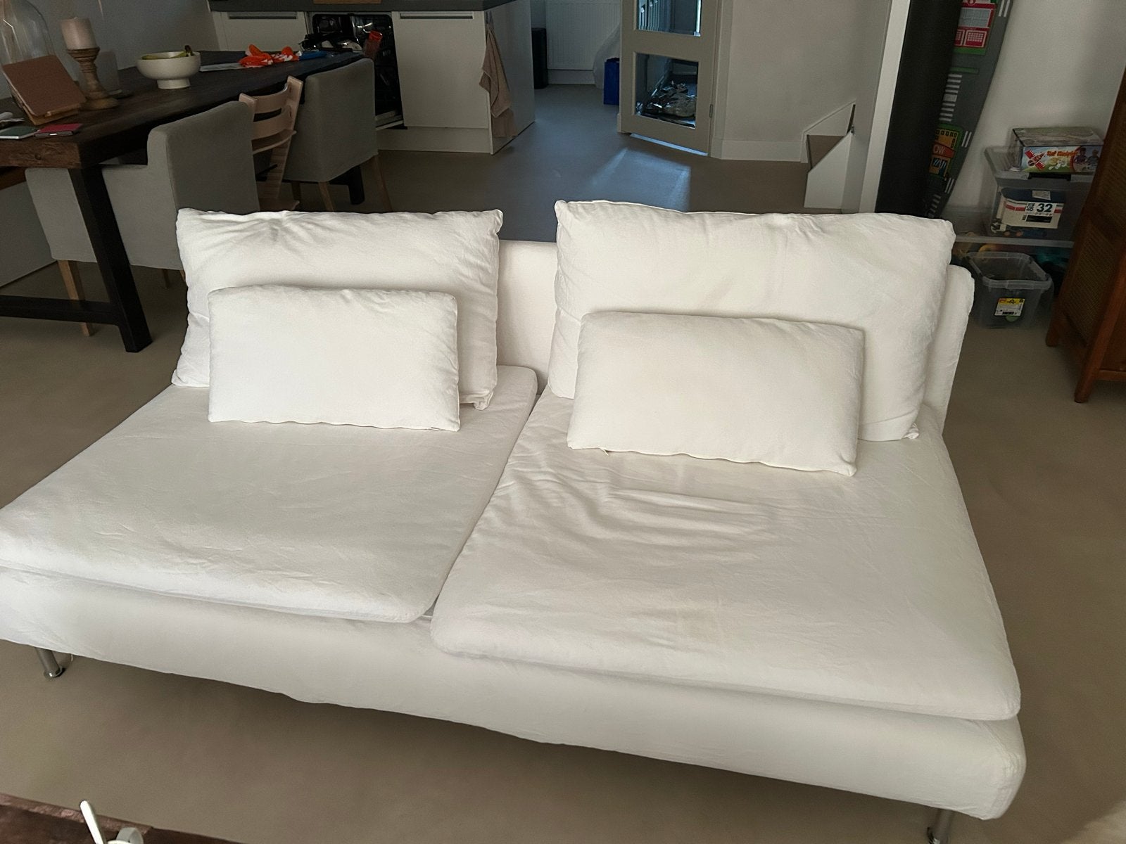 IKEA SÖDERHAMN bank met losse stoel/voetenbank, Ophalen, Gebruikt, Driepersoons, 75 tot 100 cm