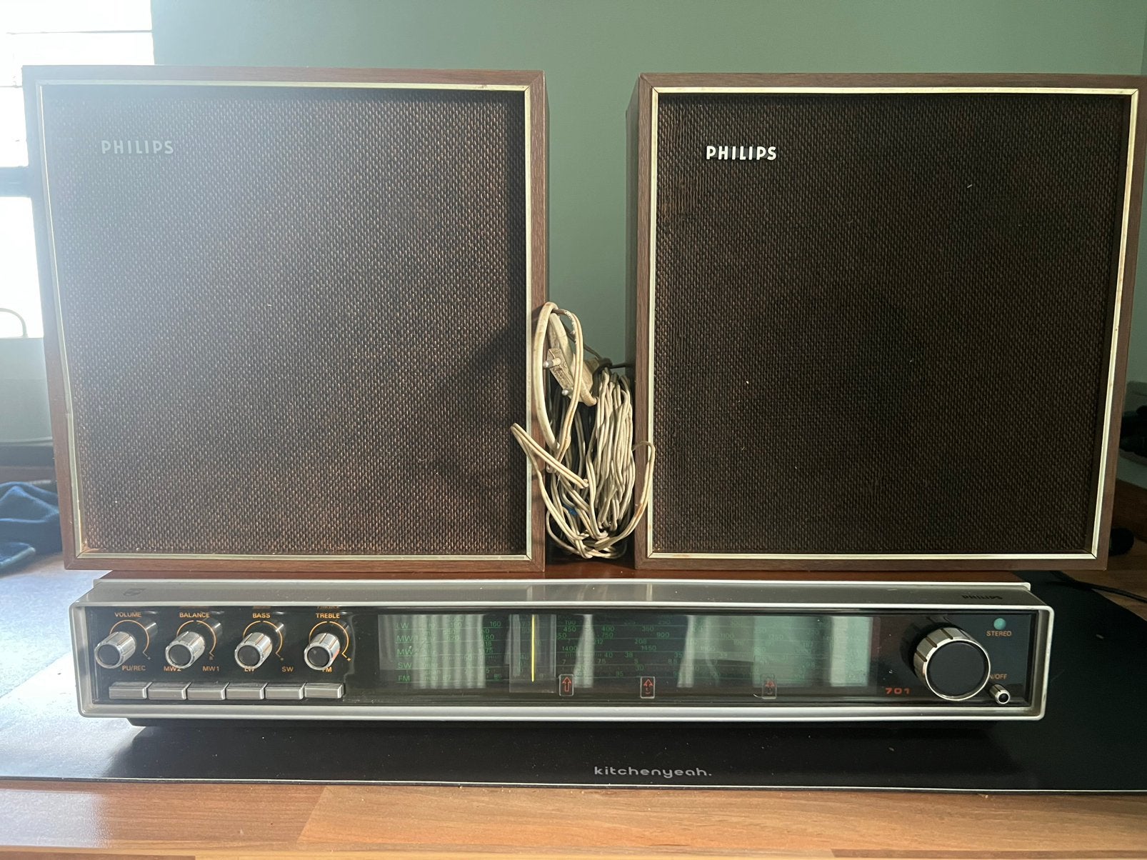 Vintage Philips 701 stereo set met originele luidsprekers, Ophalen, Gebruikt, Audio