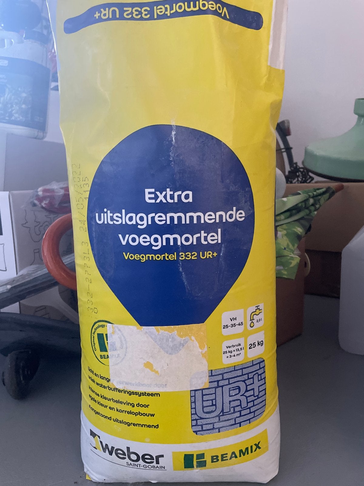 Weber Beamix Voegmortel 332 UR+ Extra Uitslagremmend 25kg, Doe-het-zelf en Verbouw, Ophalen, Overige typen, Nieuw, Overige materialen