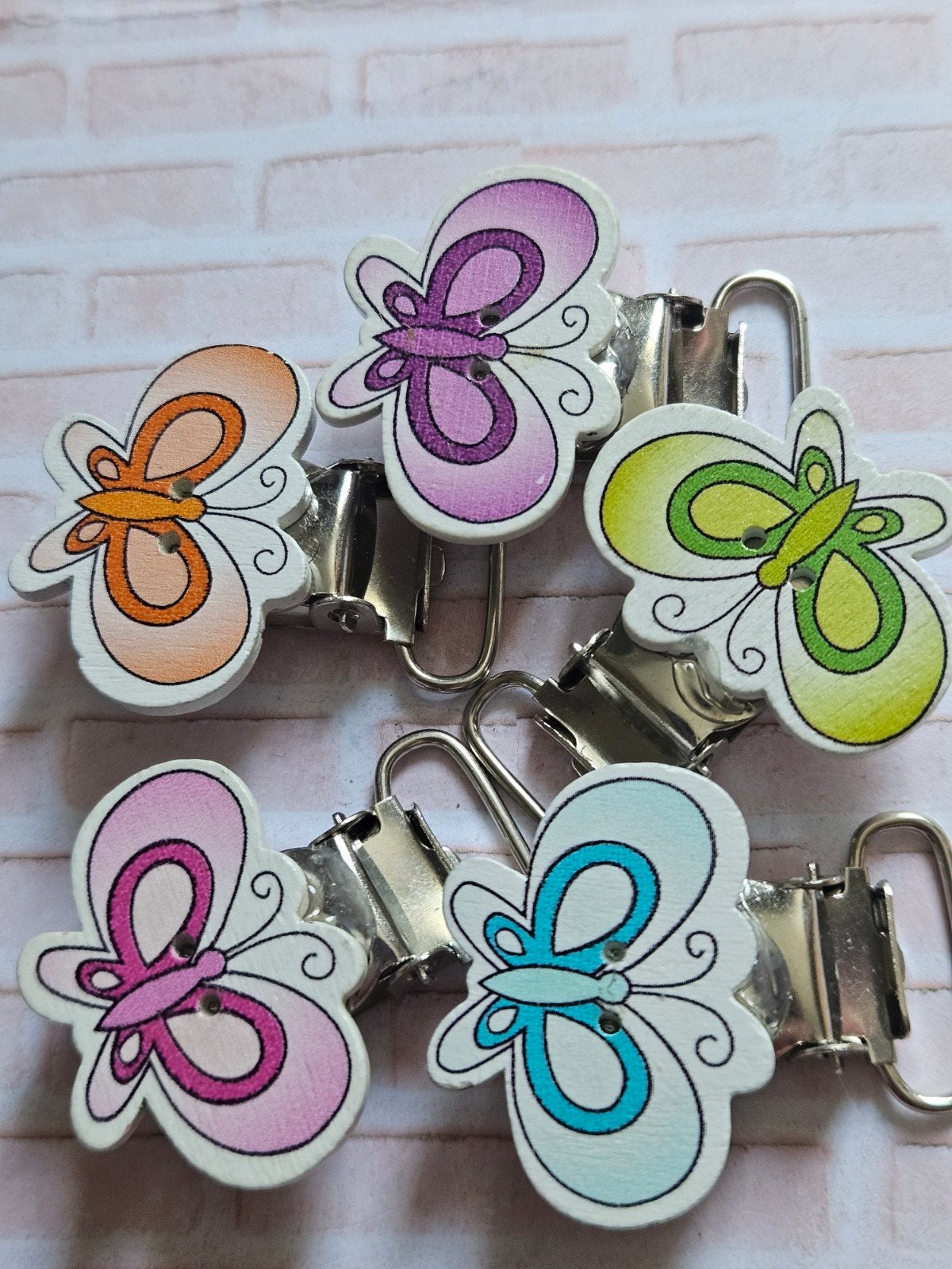 5x houten vlinder clips voor speenkoorden, Hobby en Vrije tijd, Kralen en Sieraden maken, Ophalen of Verzenden, Nieuw, Overige typen